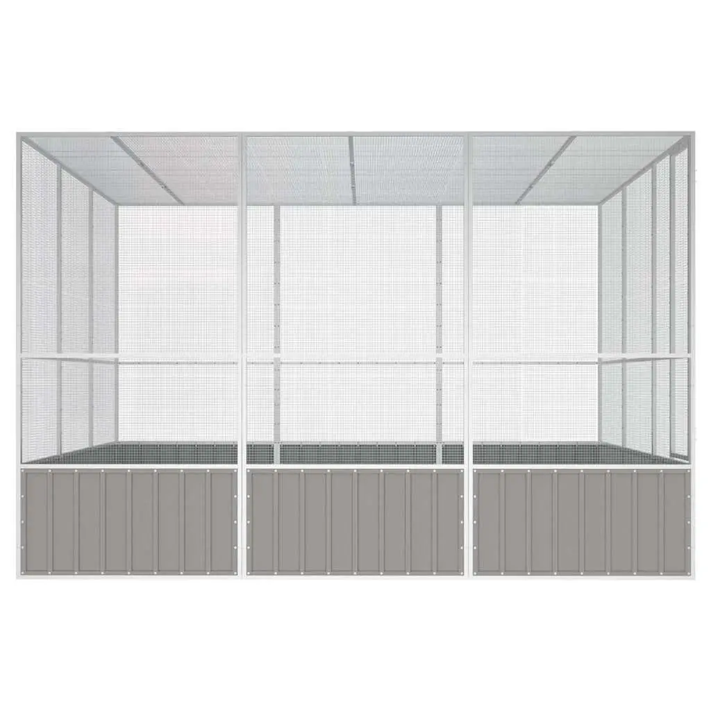 Bird Cage Grey Large Aviary Galvanised Steel Frame Outdoor Play Exercise