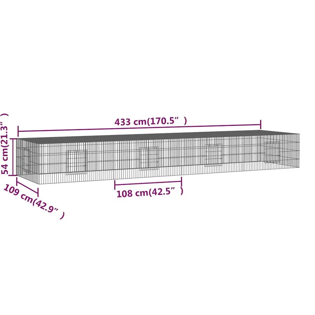 4-Panel Rabbit Cage, Silver 433cm