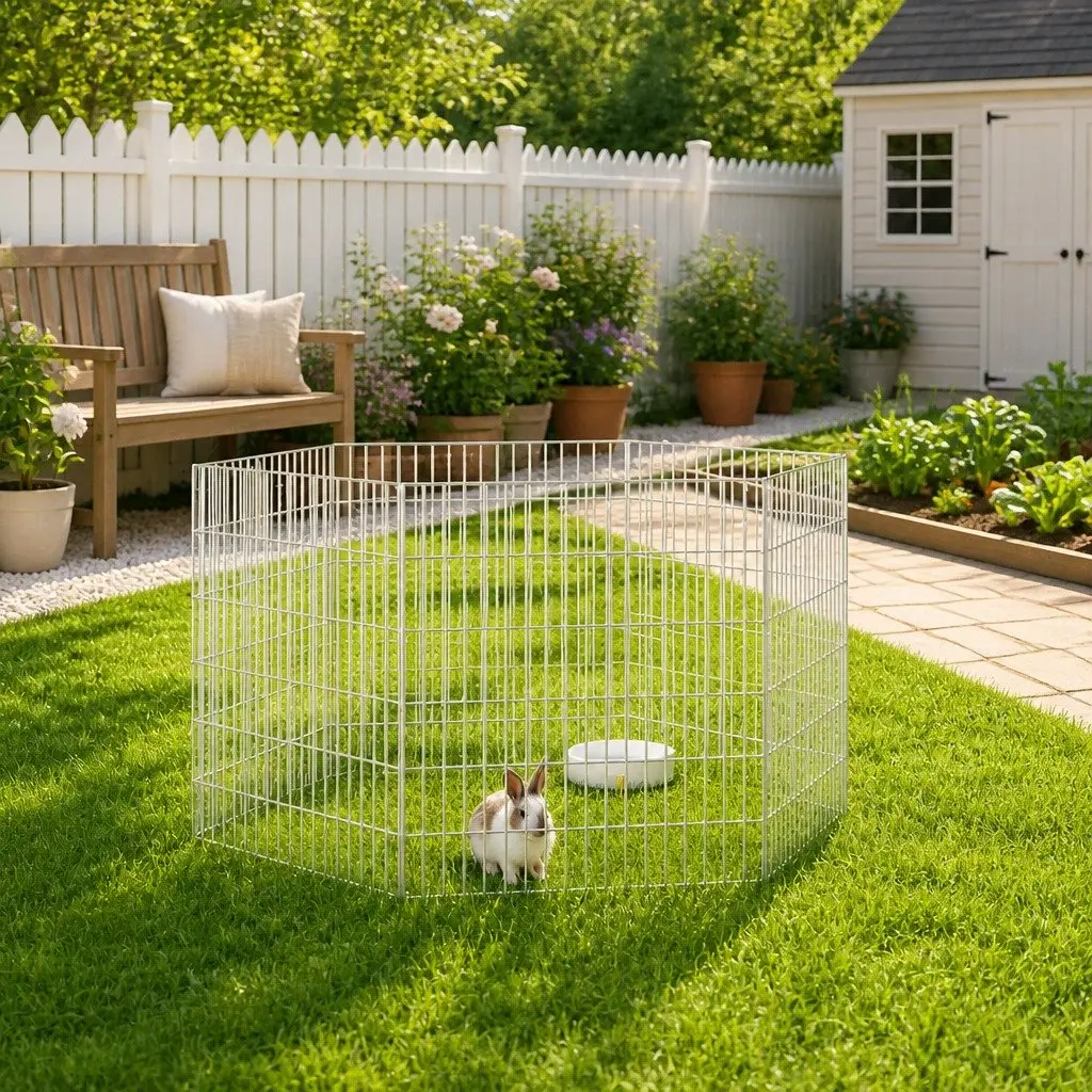 Small Animal Enclosure Modular 6-Panel Pet Pen Play Pen for Rabbits Guinea Pigs