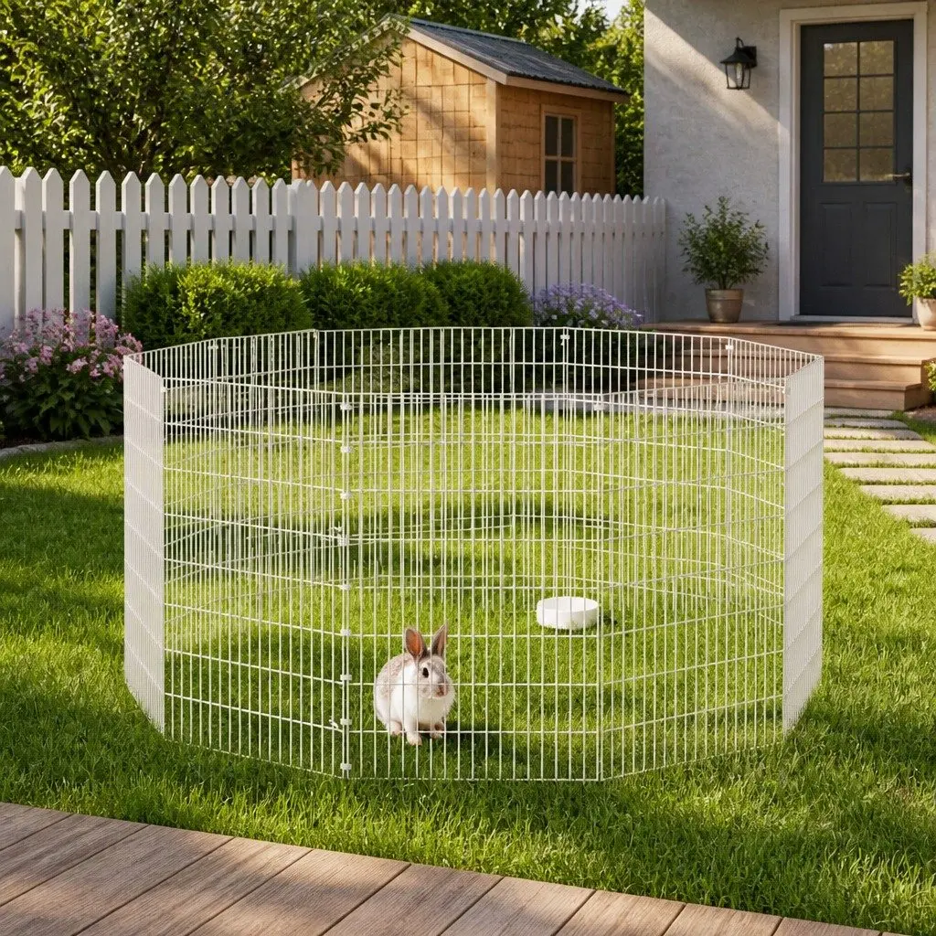 10 Panel Small Animal Playpen Durable Galvanised Iron Silver
