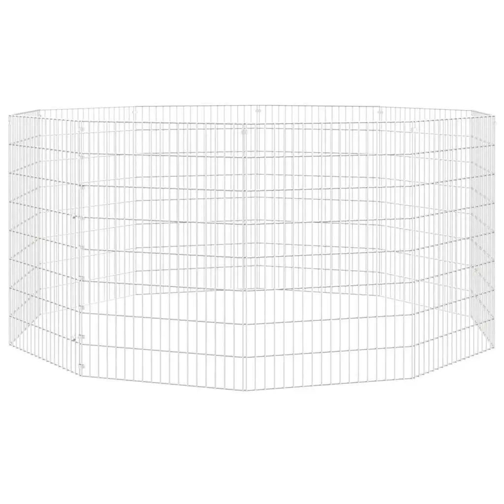 10 Panel Small Animal Playpen Durable Galvanised Iron Silver