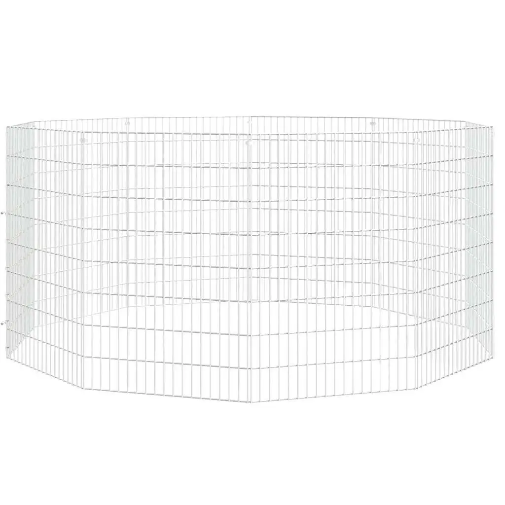10 Panel Small Animal Playpen Durable Galvanised Iron Silver