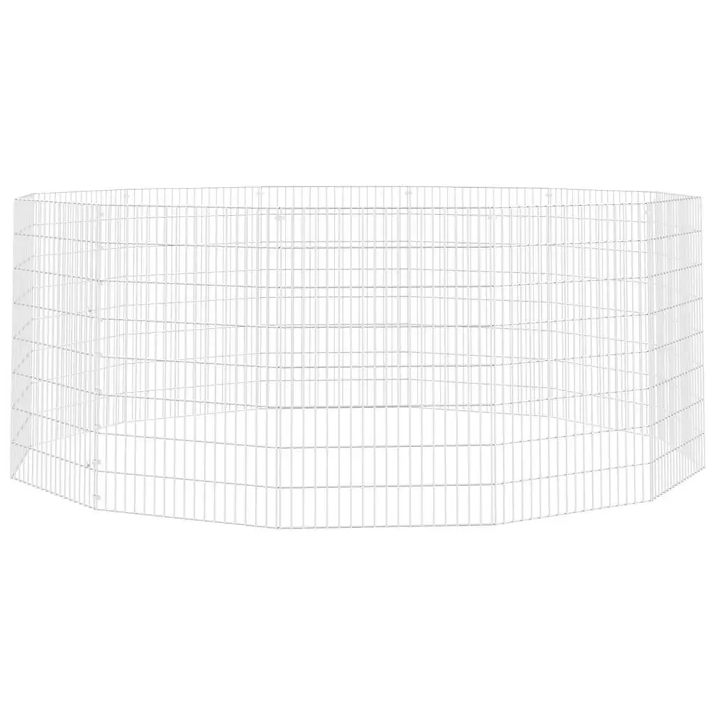 12 Panel Small Animal Pen Galvanised Iron Flexible Assembly Silver