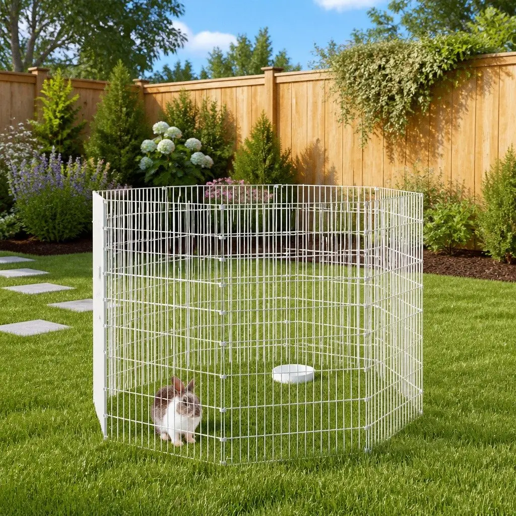 Small Animal Enclosure 8-Panel Pet Run Cage Exercise Playpen Portable Outdoor