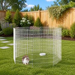 Small Animal Enclosure 8-Panel Pet Run Cage Exercise Playpen Portable Outdoor