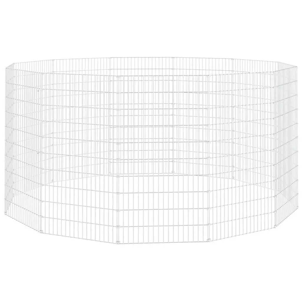 Small Animal Enclosure 12-Panel Galvanised Iron Playpen 54 x 100 cm