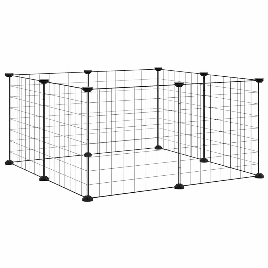 8 Panel Pet Cage Playpen Black Steel Small Animal Exercise Enclosure Run