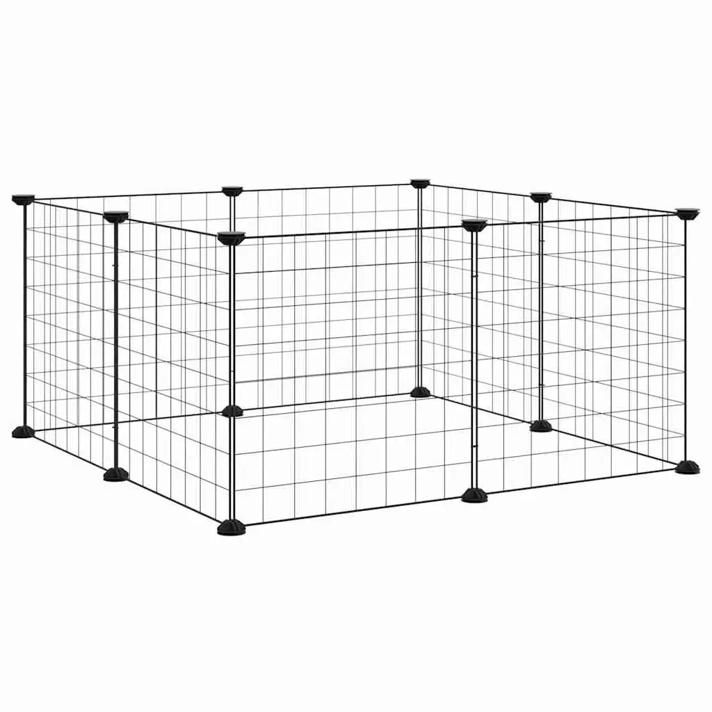 8 Panel Pet Cage Playpen Black Steel Small Animal Exercise Enclosure Run