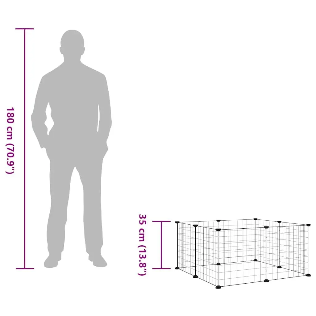 8 Panel Pet Cage Playpen Black Steel Small Animal Exercise Enclosure Run
