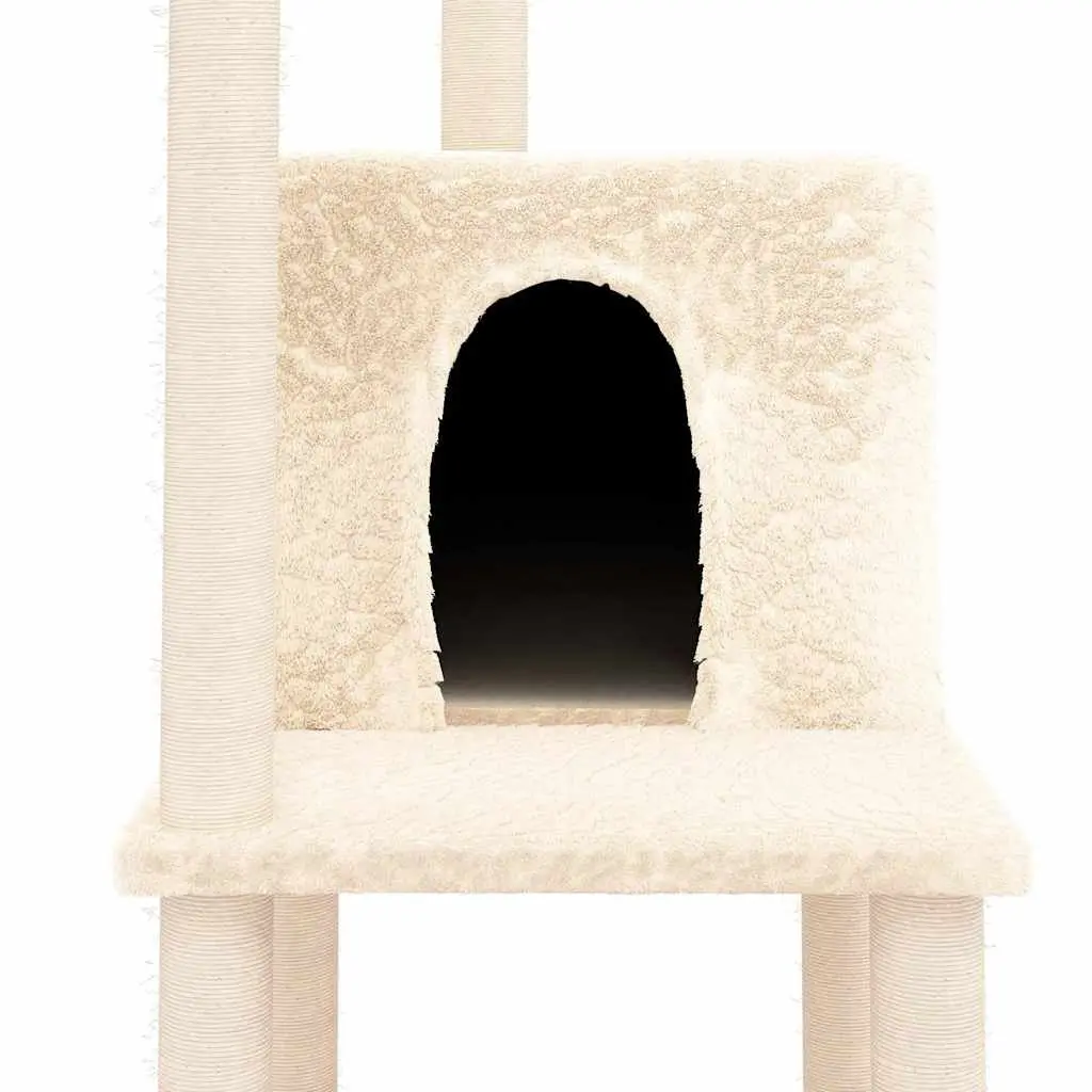 Cat Tree Multi-Level with Sisal Scratching Posts Cream 144.5cm
