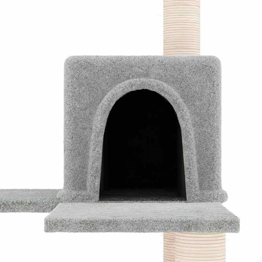 Cat Tree Tower Multi-Level with Sisal Scratching Posts Light Grey 153cm