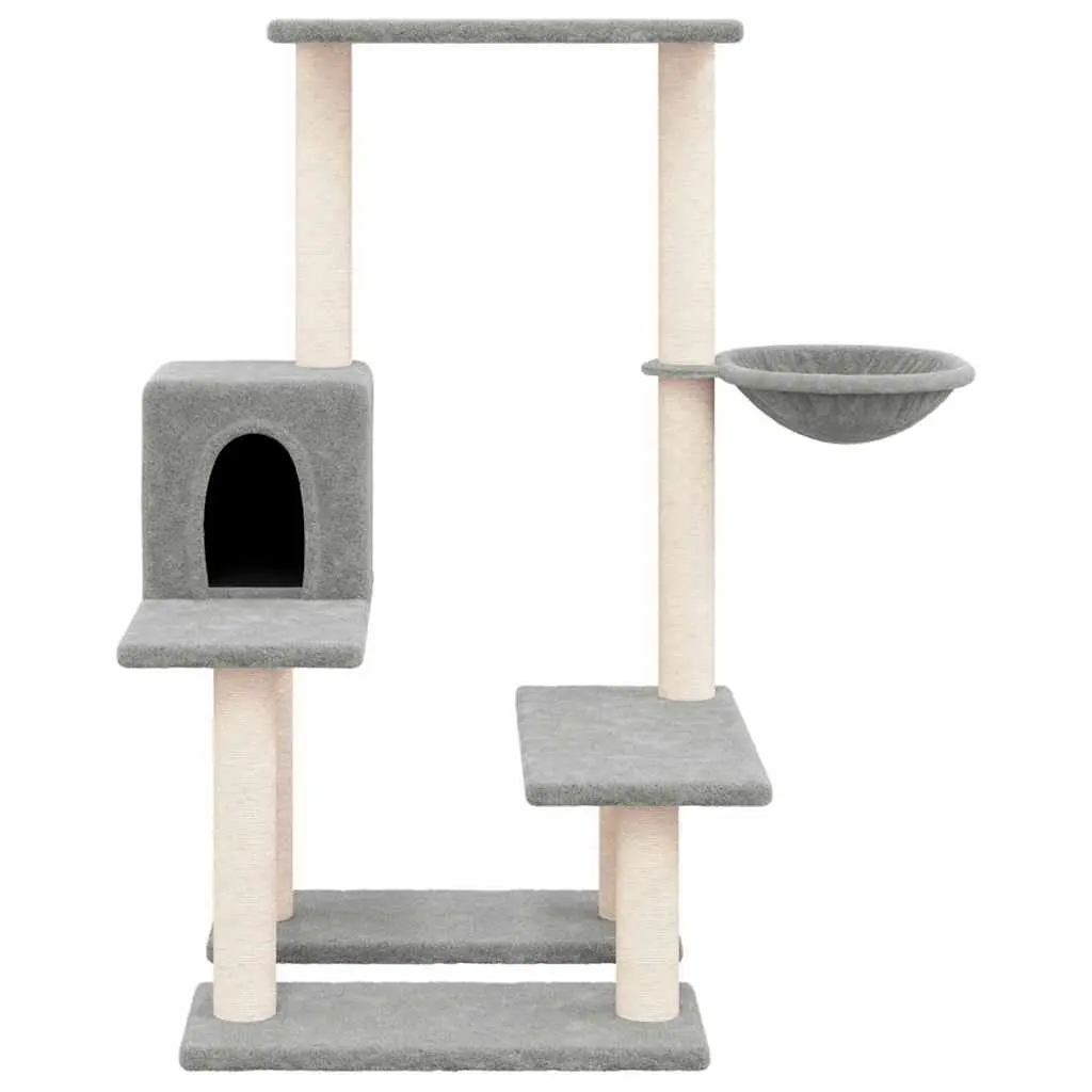Cat Tree Multi-Level with Sisal Scratching Posts House Hammock Grey 94.5cm