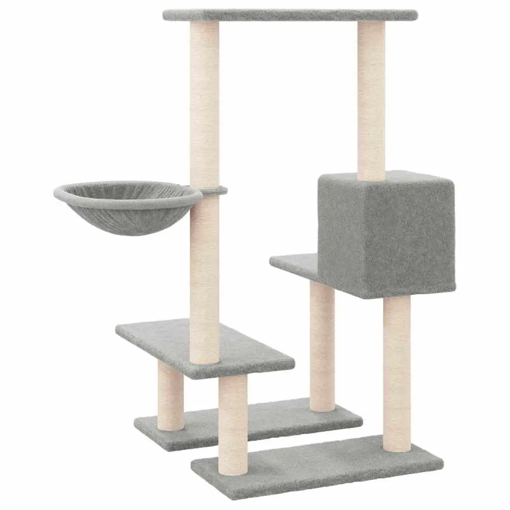Cat Tree Multi-Level with Sisal Scratching Posts House Hammock Grey 94.5cm