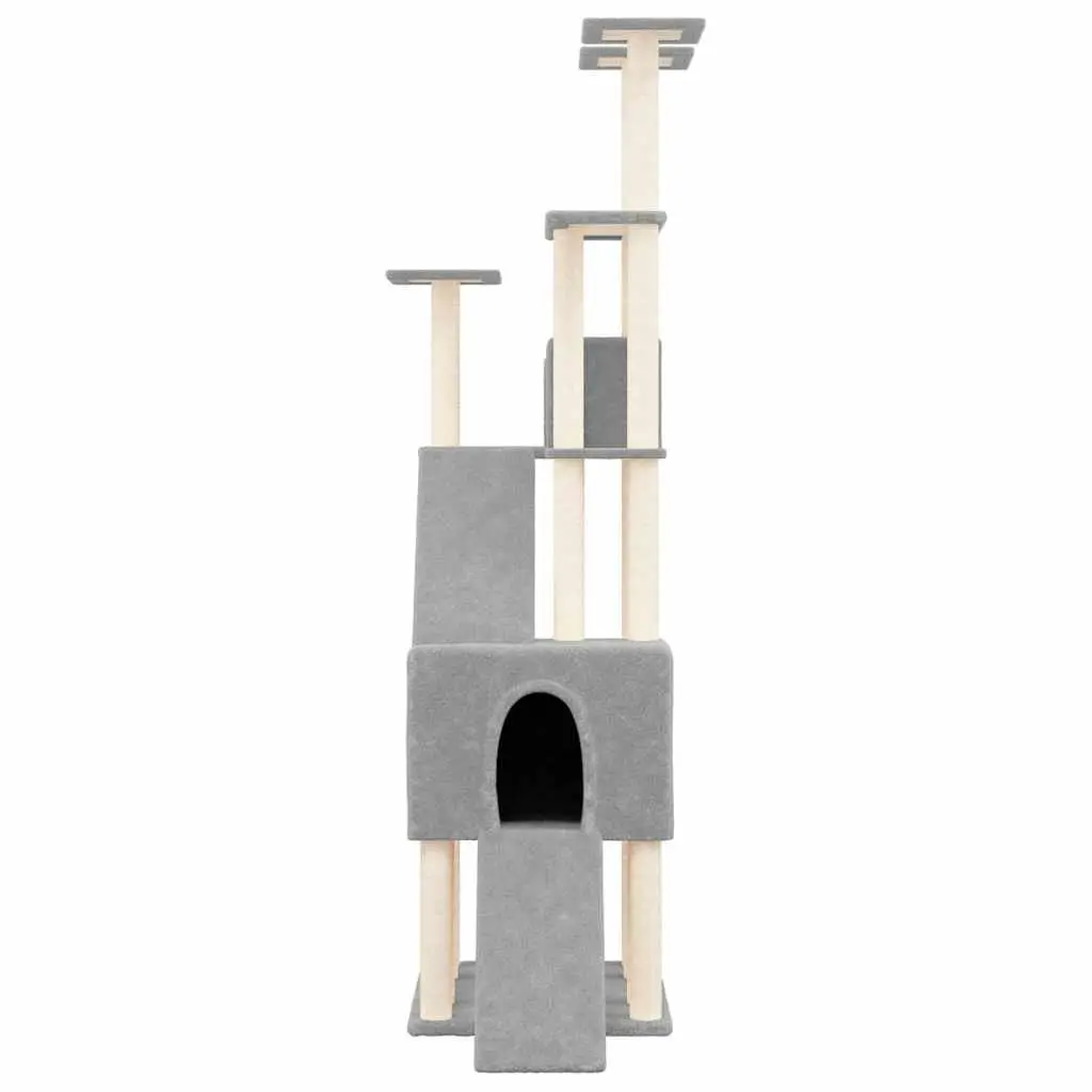 Cat Tree Multi-Level Light Grey 190cm Scratching Post Tower