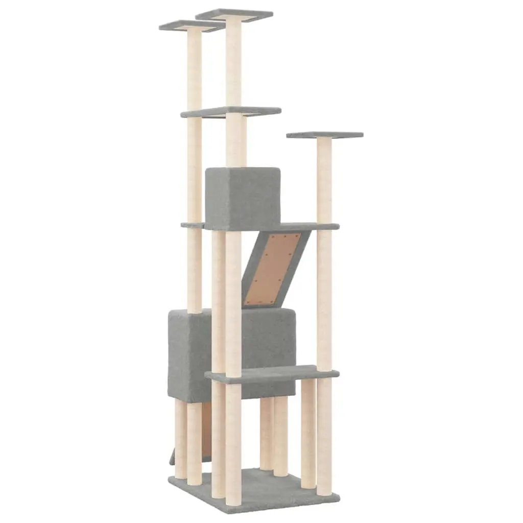 Cat Tree Multi-Level Light Grey 190cm Scratching Post Tower