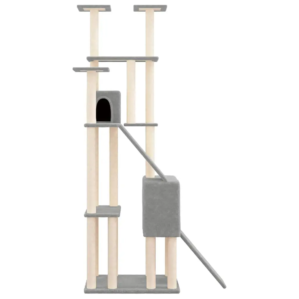 Cat Tree Multi-Level Light Grey 190cm Scratching Post Tower