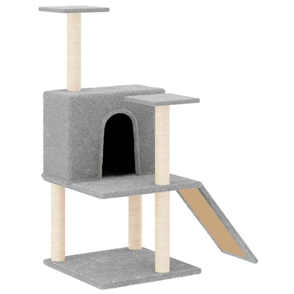 Cat Tree with Sisal Scratching Posts House Ladder Platforms Grey 109cm