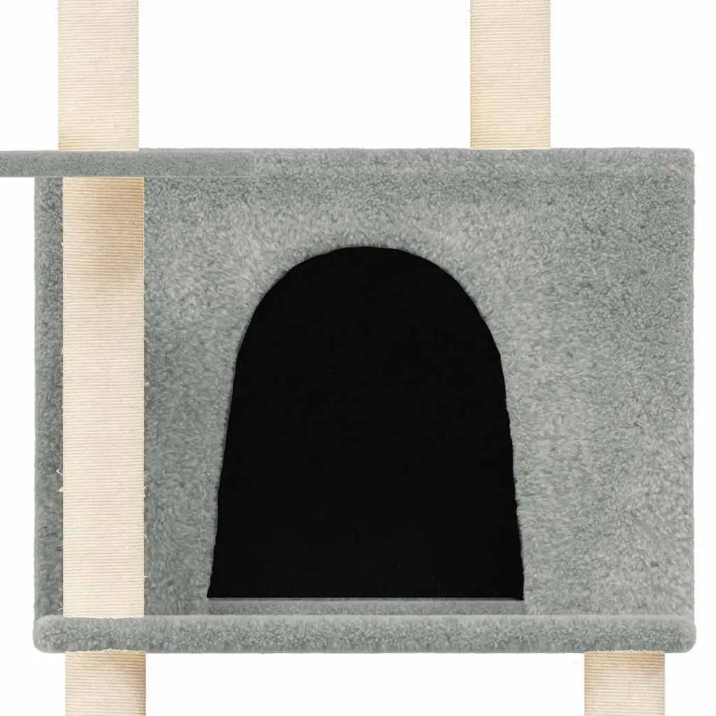 Cat Tree Multi-Level Grey 166 cm with Sisal Scratching Posts House Hammock Ladder