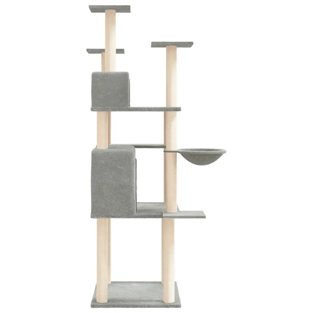 Cat Tree Multi-Level House Grey 166 cm with Sisal Scratching Posts and Basket Platforms
