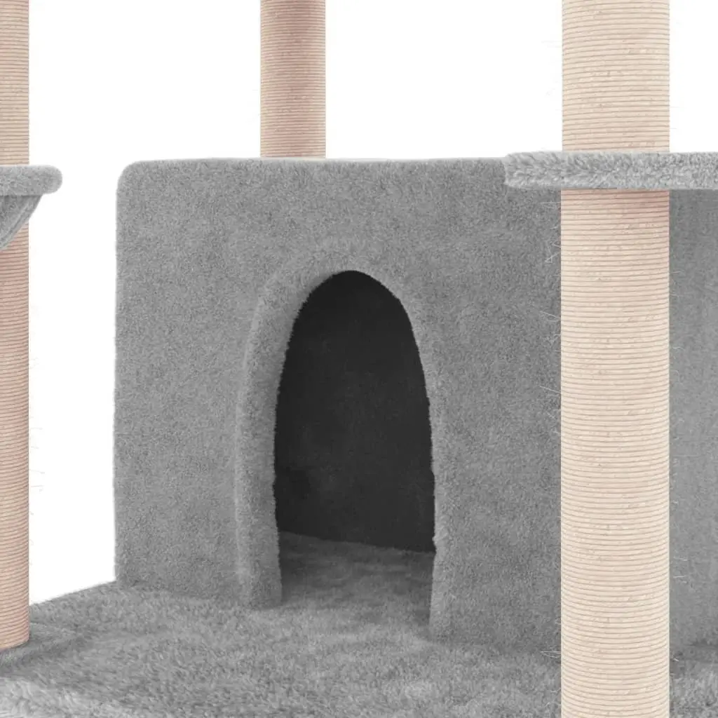 Cat Tree Multi-Level House Grey 166 cm with Sisal Scratching Posts and Basket Platforms