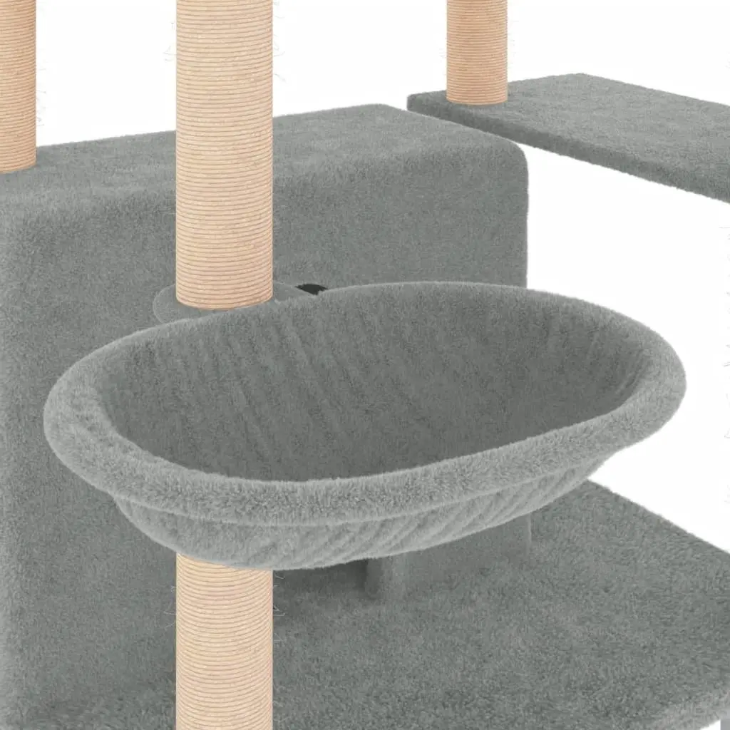 Cat Tree Multi-Level House Grey 166 cm with Sisal Scratching Posts and Basket Platforms