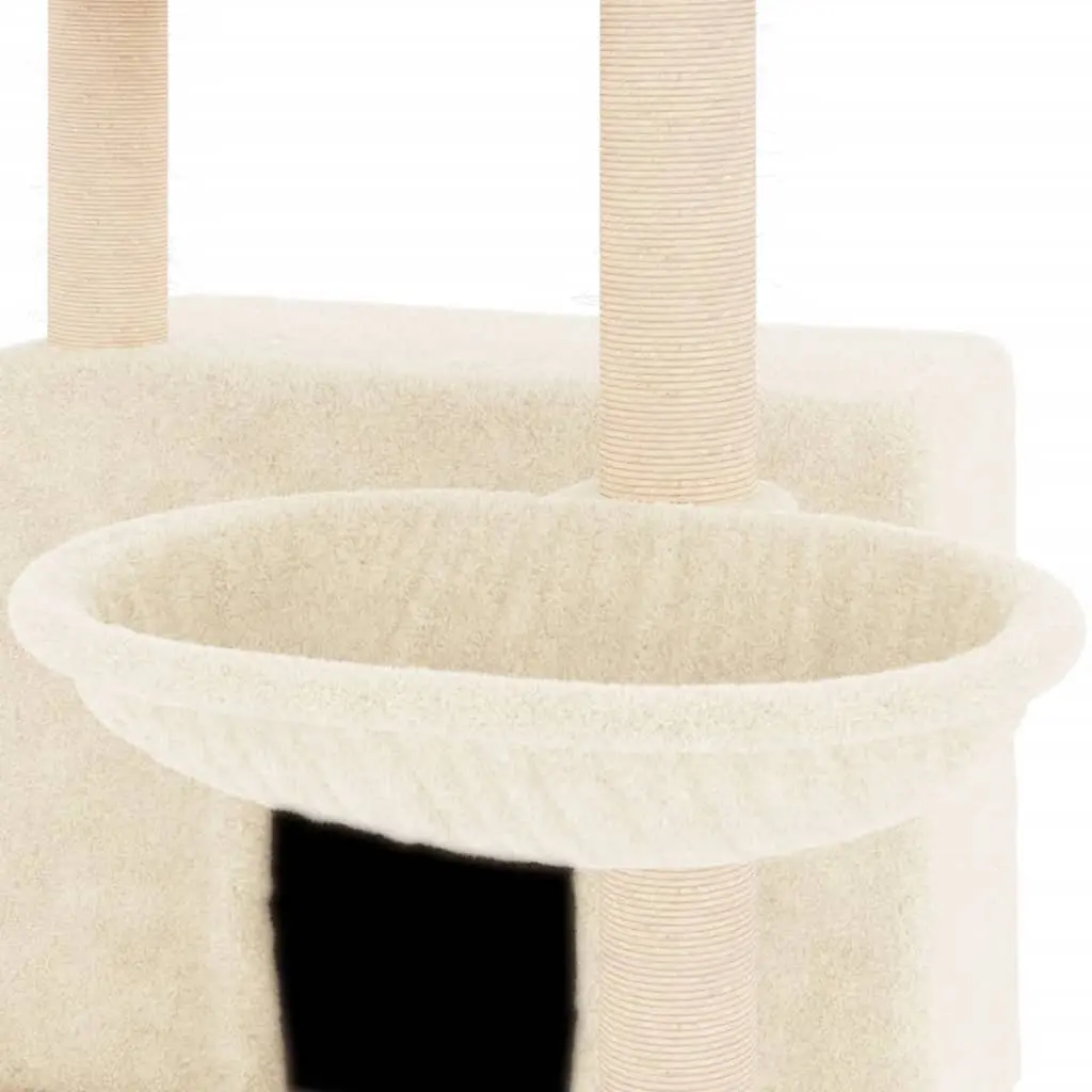 Cat Tree with Sisal Scratching Posts Multi-Level House Basket Platforms Cream