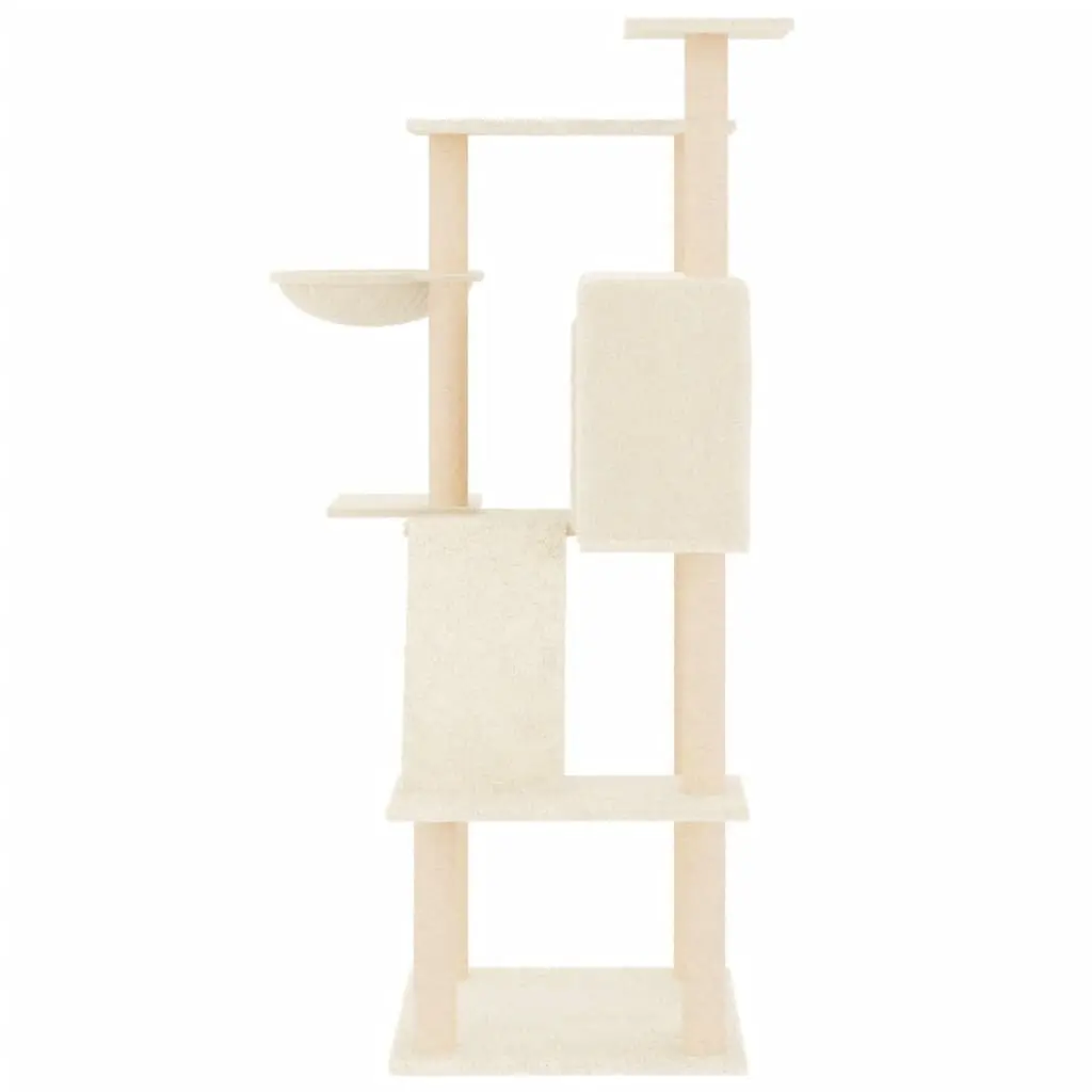 Cat Tree Cream Multi-Level Furniture House Basket Ladder Platforms 143 cm