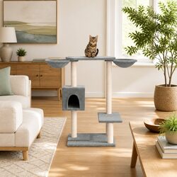 Cat Tree with Scratching Posts Grey 82cm Multi-Level Furniture Baskets House