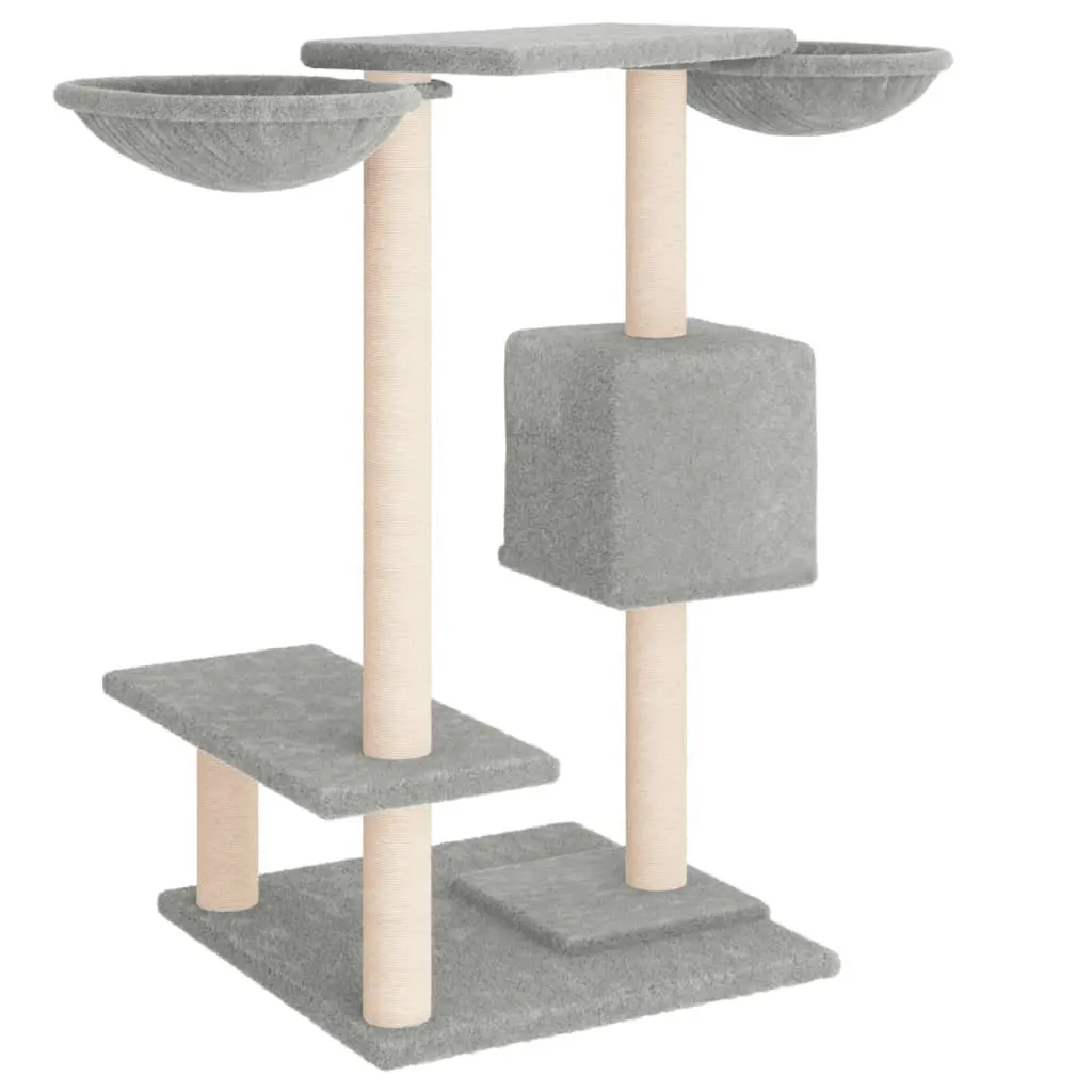 Cat Tree Multi-Level Grey 82cm with Scratching Posts Baskets House