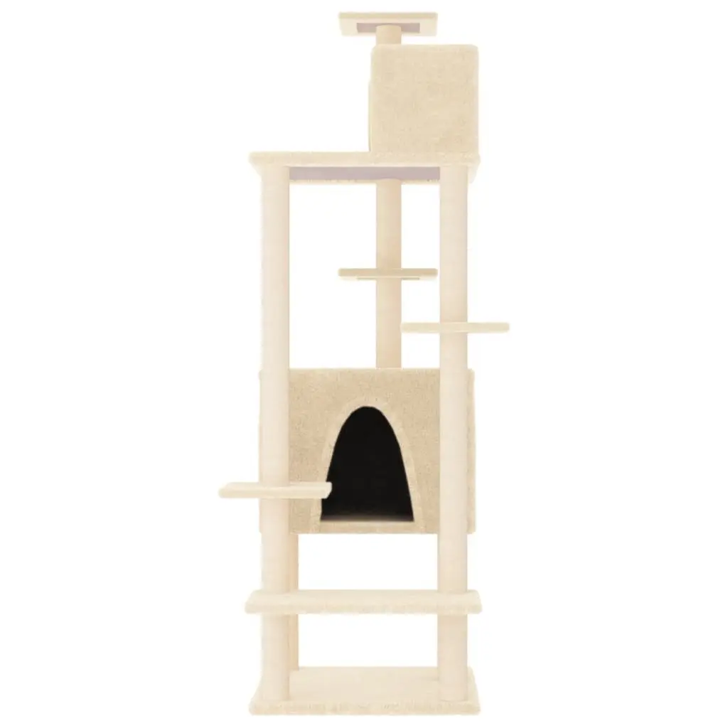 Cat Tree Multi-Level Houses Platforms Cream 154cm