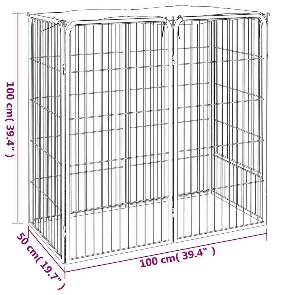 Dog Playpen 6 Panels Black Outdoor Pet Enclosure Portable Puppy Fence Gate Run