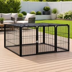 Dog Playpen 4 Panels Black 100x50 cm Portable Pet Kennel Run Exercise Enclosure