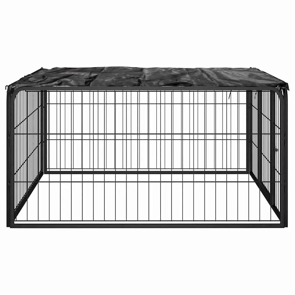 Dog Playpen 4 Panels Black 100x50 cm Portable Pet Kennel Run Exercise Enclosure