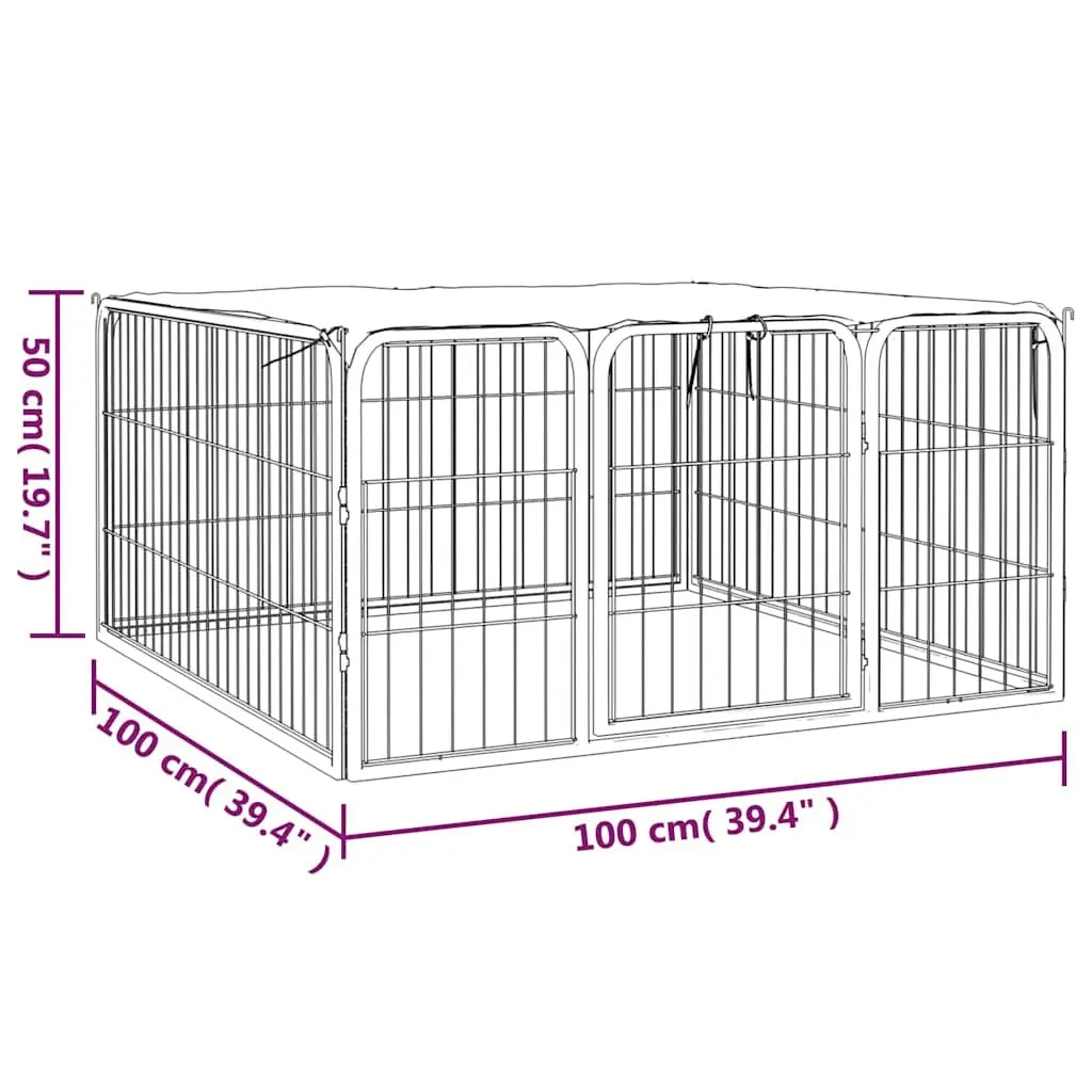 Dog Playpen 4 Panels Black 100x50 cm Portable Pet Kennel Run Exercise Enclosure
