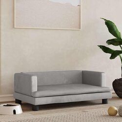 Cozy Light Grey Dog Bed 80x45x30cm Velvet Cushion