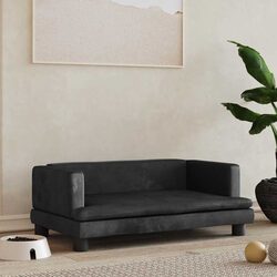Welcoming Black Velvet Dog Bed for Pet Comfort