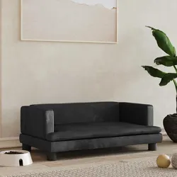 Welcoming Black Velvet Dog Bed for Pet Comfort