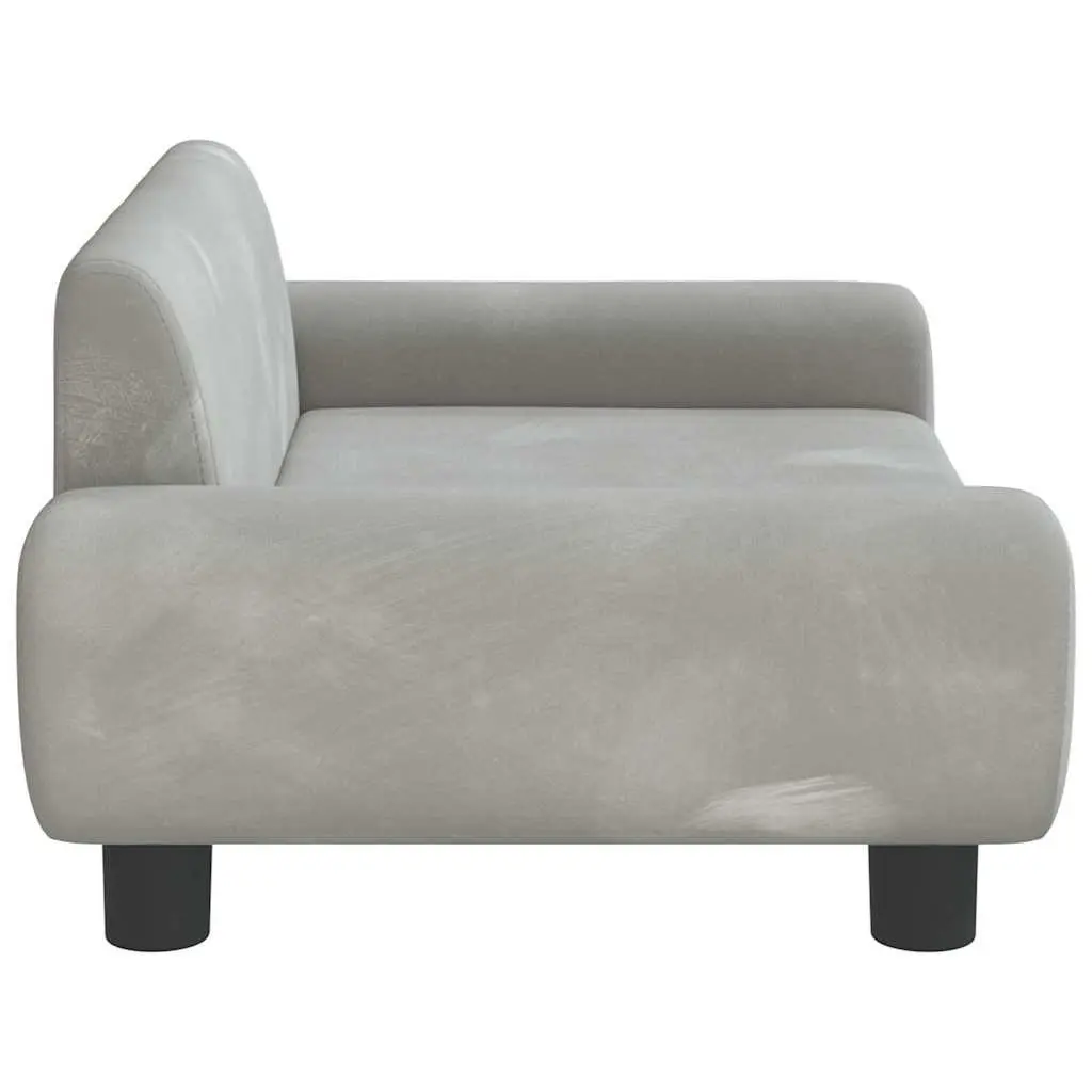 Dog Bed Light Grey Velvet Foam Padded Lounger 70 x 45 x 33 cm