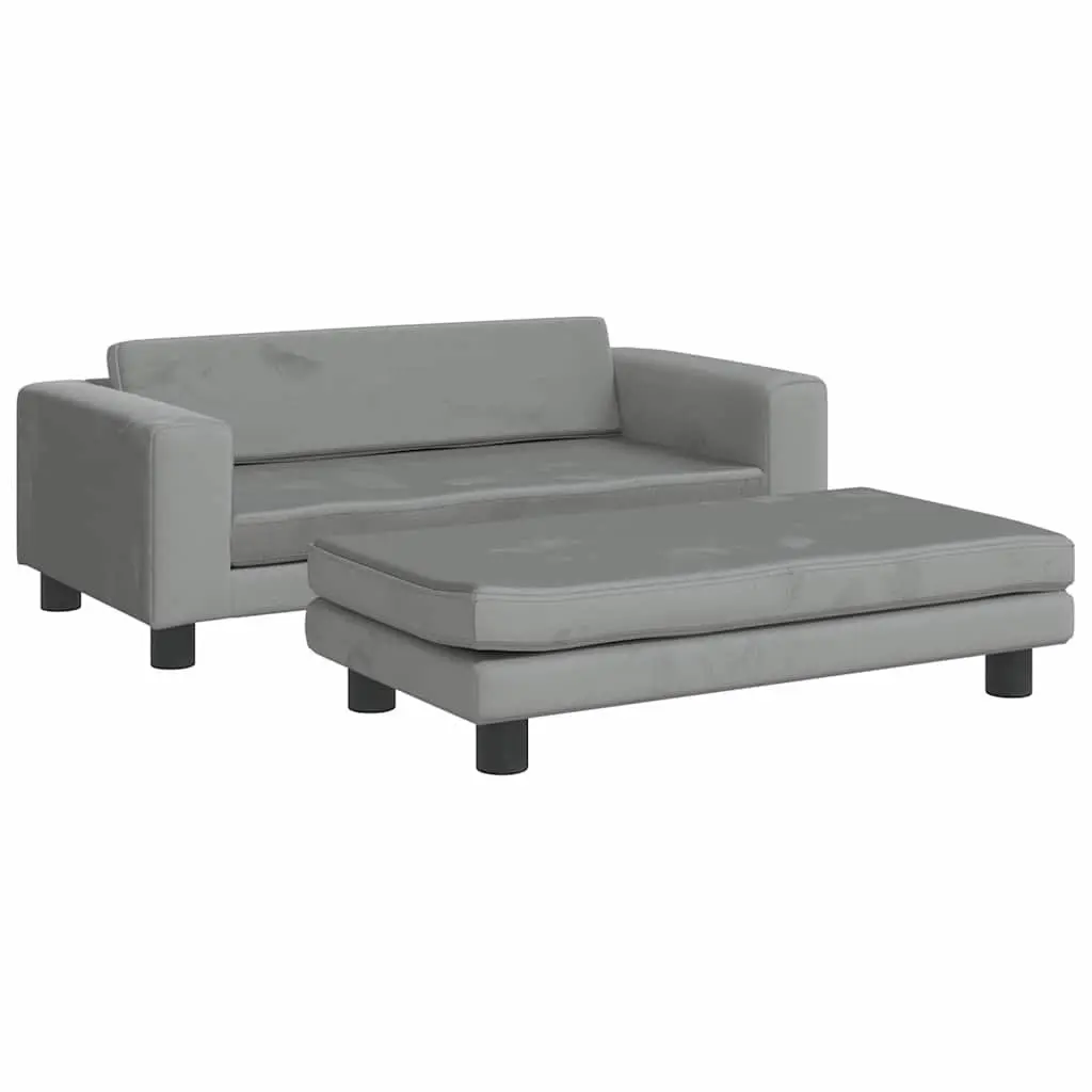 Dog Bed with Extension Light Grey Velvet 100 x 50 x 30 cm