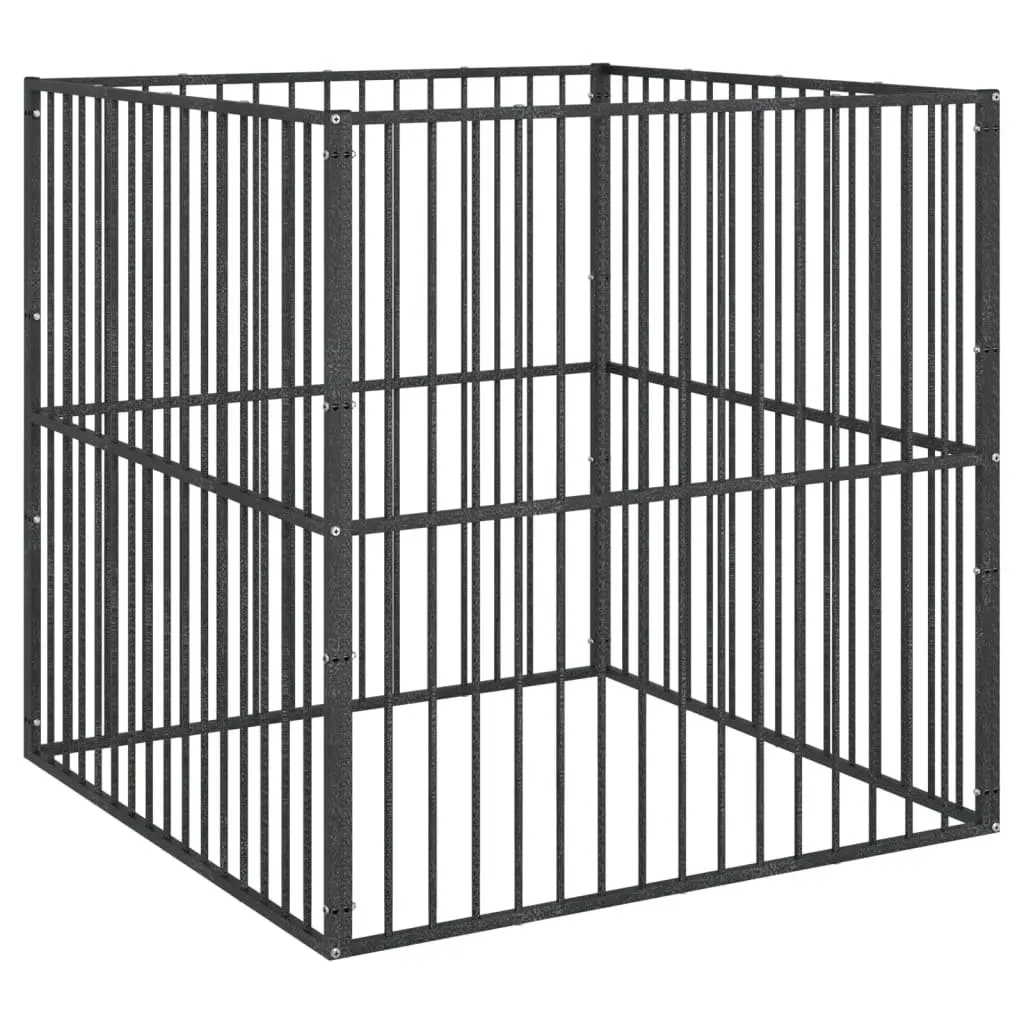 Dog Playpen Heavy-duty Galvanised Steel 4 Panel Black