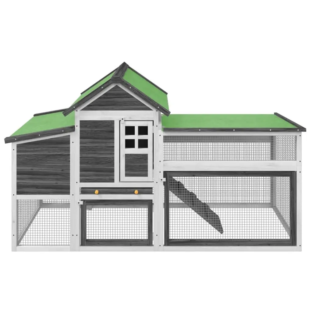 Chicken Coop Wooden Nesting Box Run Ramp Grey Solid Pine Wood 1865 x 585 x 1130 mm