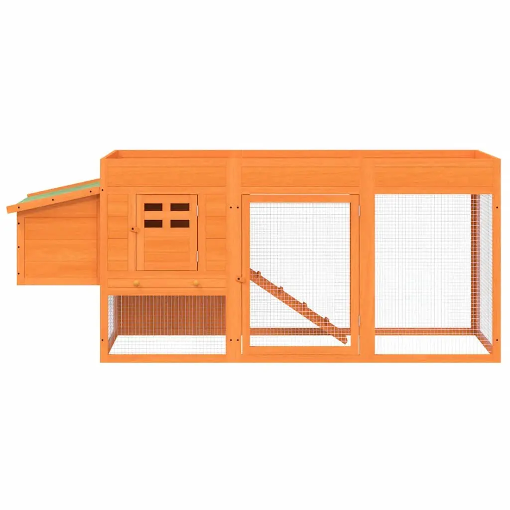 Wooden Chicken Coop Small Animal Hutch Run Enclosure Nesting Box Ramp Brown