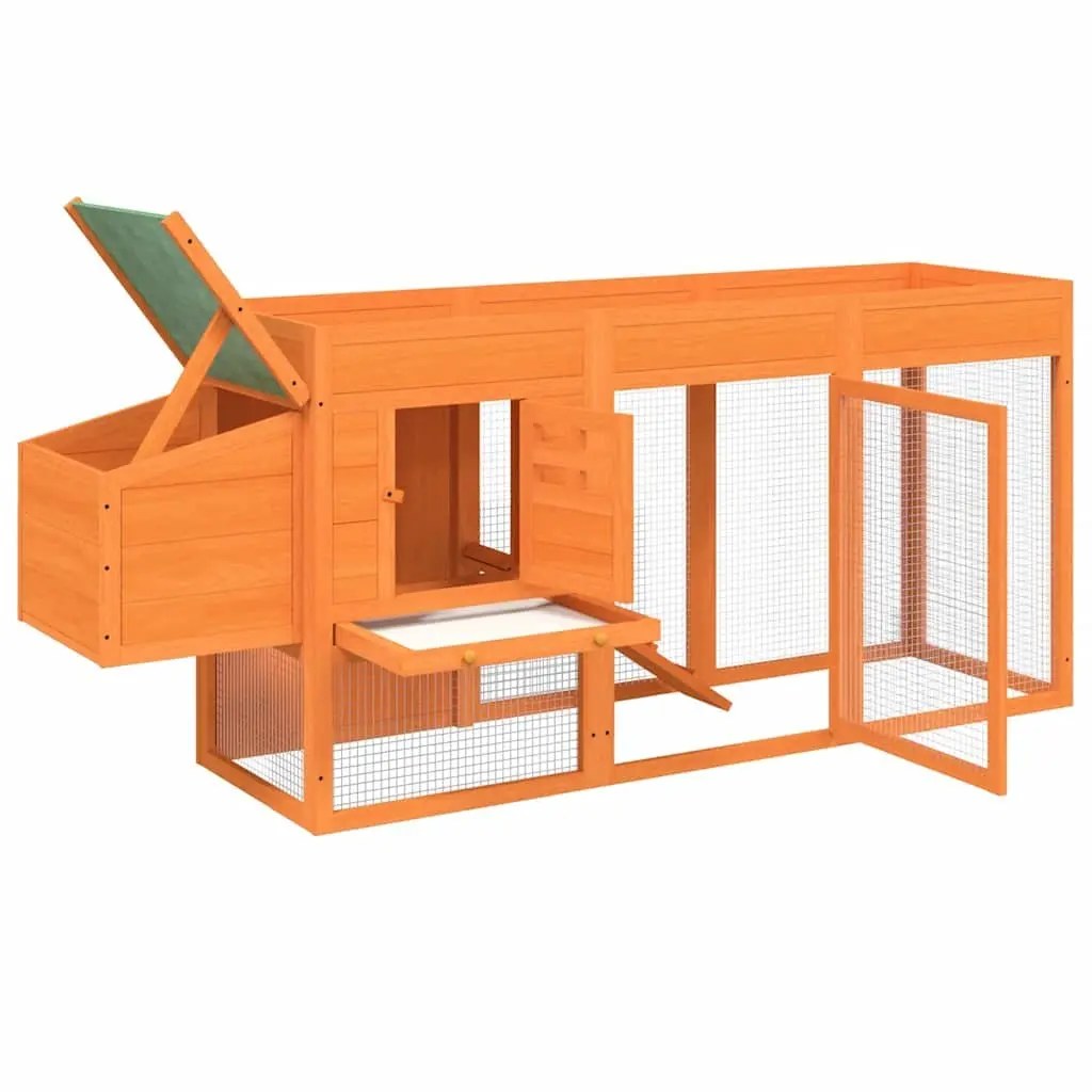 Wooden Chicken Coop Small Animal Hutch Run Enclosure Nesting Box Ramp Brown