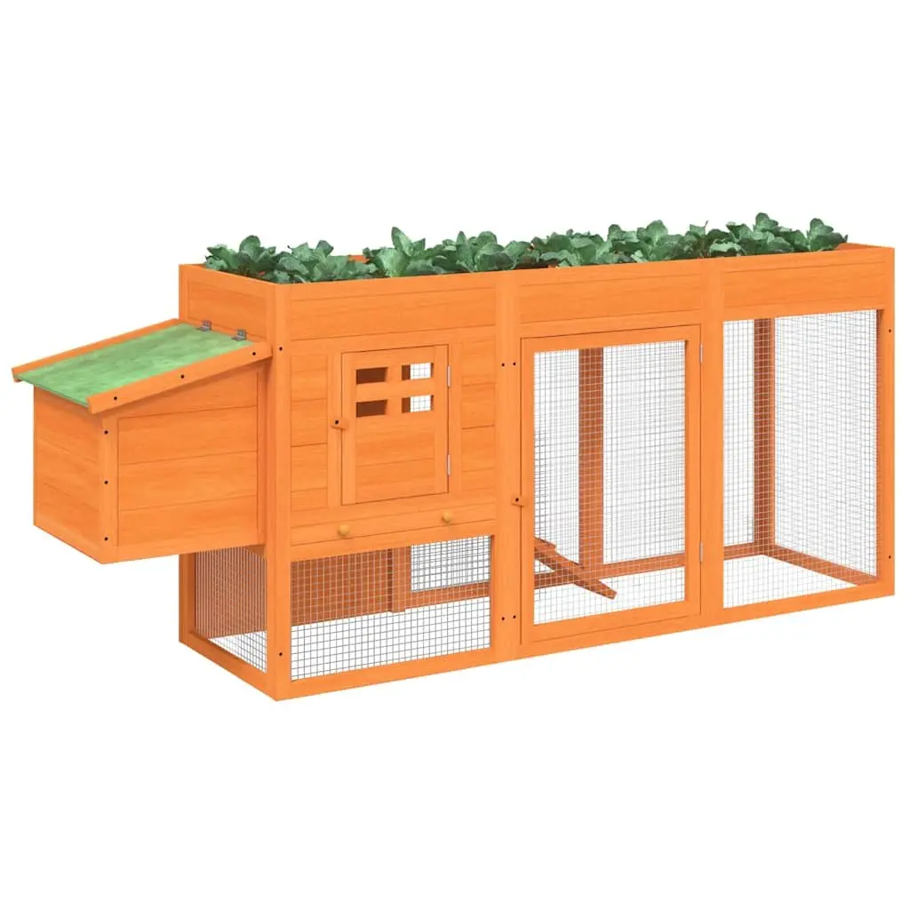 Wooden Chicken Coop Small Animal Hutch Run Enclosure Nesting Box Ramp Brown