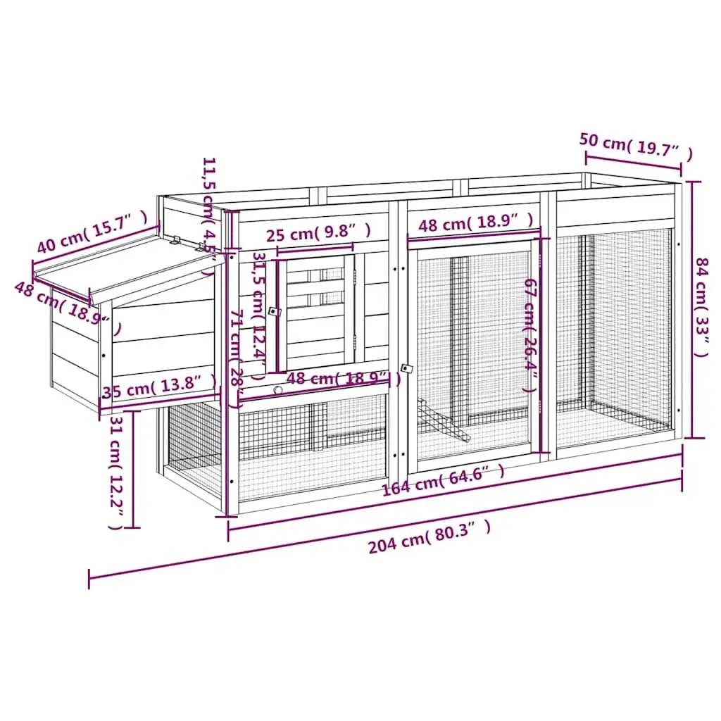 Wooden Chicken Coop Small Animal Hutch Run Enclosure Nesting Box Ramp Brown