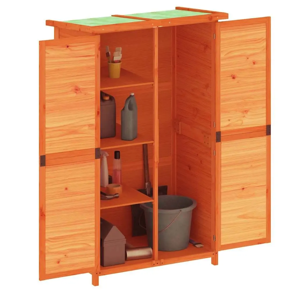 Garden Tool Shed Solid Wood Pine Brown Outdoor Storage Organiser Box 83x57x140cm