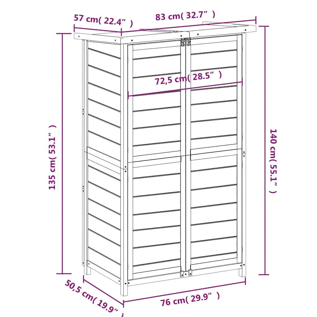 Garden Tool Shed Solid Wood Pine Brown Outdoor Storage Organiser Box 83x57x140cm