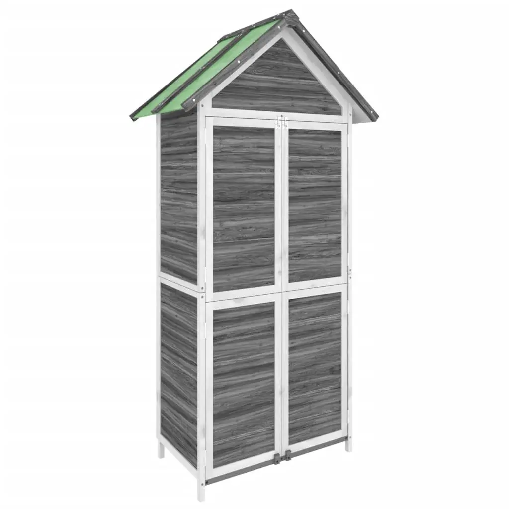 Garden Tool Shed Grey Solid Pine Wood Rainproof Sloped Roof 89x52.5x175 cm