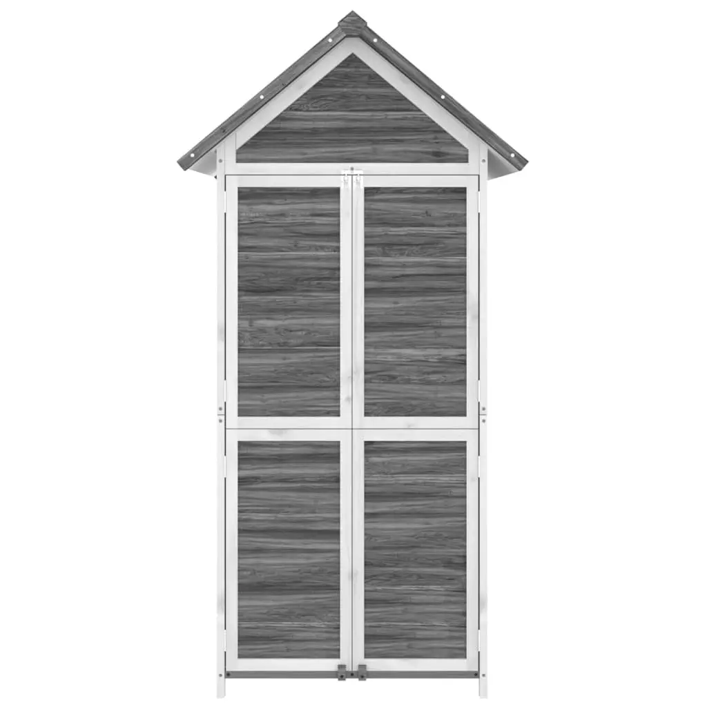 Garden Tool Shed Grey Solid Pine Wood Rainproof Sloped Roof 89x52.5x175 cm