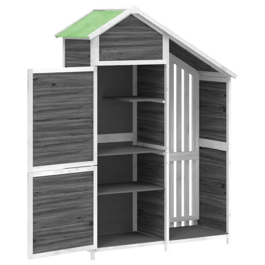 Garden Tool Shed Grey Outdoor Storage Solid Wood Pine Rainproof 120x53.5x170cm
